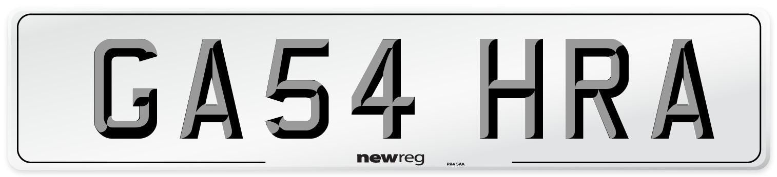 GA54 HRA Number Plate from New Reg